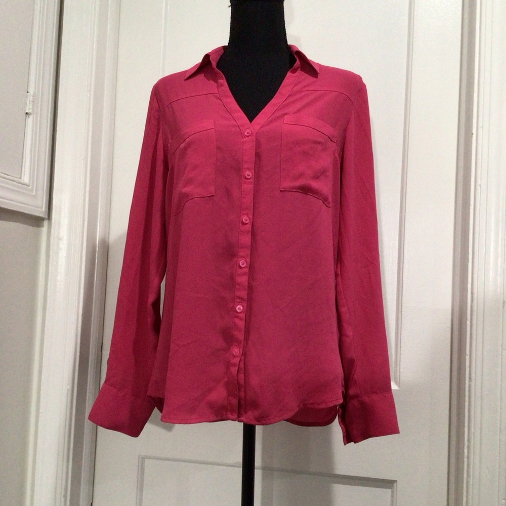 Pink button down long sleeve shirt